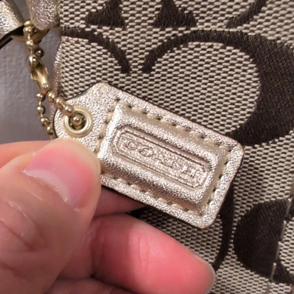 Coach Monogram Wristlet in Brown and Cream NWOT